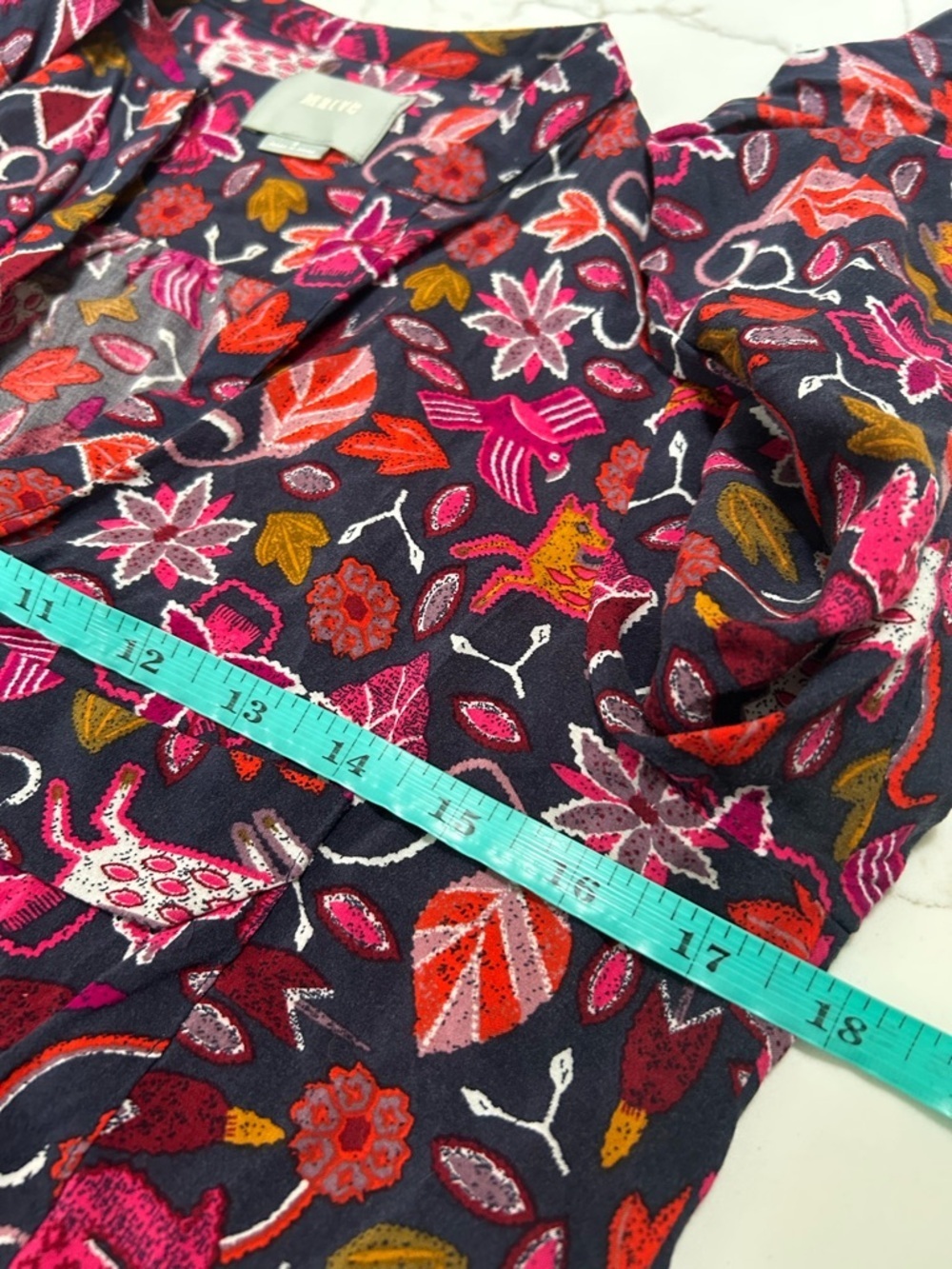 Maeve Navy Pink Orange Printed Top - Picture 9 of 10